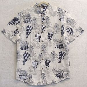 Red Jack Men's‎ Linen Blend Palm Tropical Beach Hawaii Button Down Shirt Size 2X